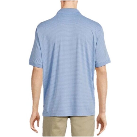 Tommy Bahama Men's Large Seabank Sky Blue Bay Stripe Performance Polo Shirt - Picture 2 of 12
